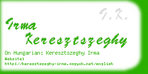 irma keresztszeghy business card